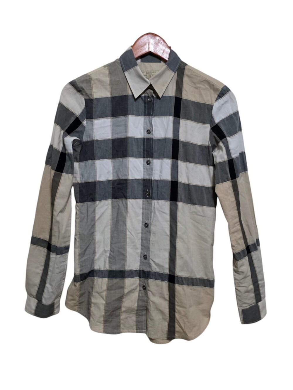 Burberry Brit Classic Fit Button Down in Tan Plaid Size XS